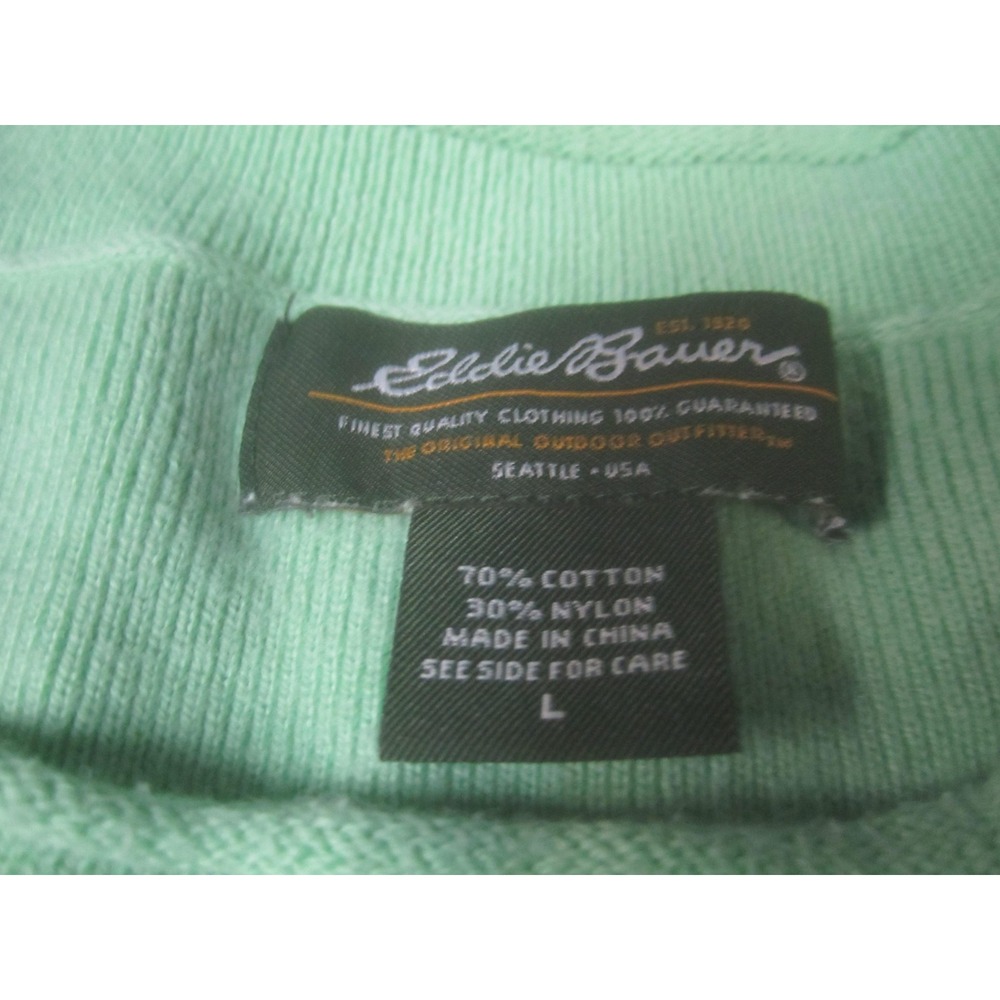 Eddie Bauer Sweater Womens Large Green Crewneck Pullover Knit Lightweight Top - Picture 3 of 7